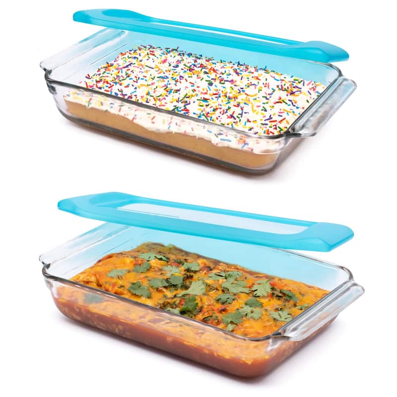 Libbey Bakers Premium 9x13 Rectangle Glass Baking Dish Set of 2 with Lids