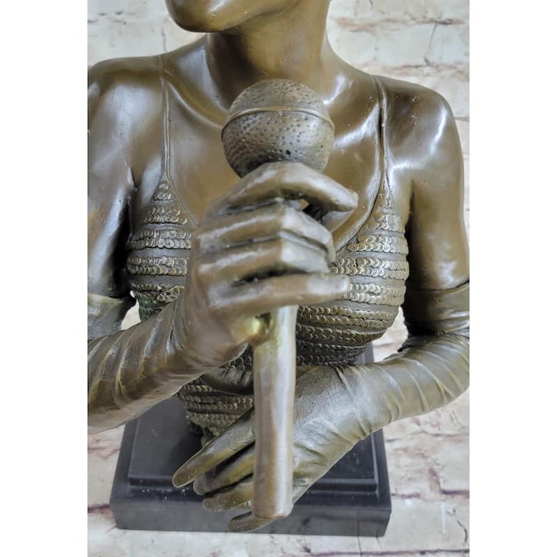 African American Jazz Band Girl Singer With Microphone Hot Cast Bronze Statue