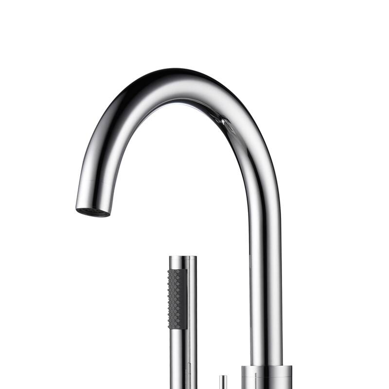 Highflow Freestanding Tub Filler with Swivel Spout and Handshower Chrome