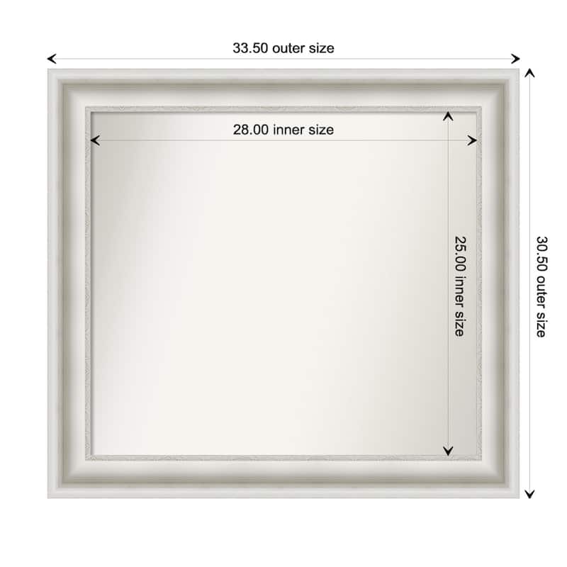 Parlor White Framed Non-Beveled Custom Wall Mirror, Bathroom Vanity Mirror - Outer Size: 33.5 x 30.5