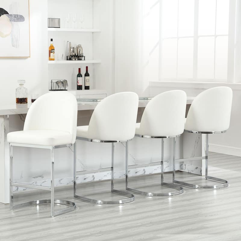 26" Upholstered Counter Stool/ Bar Stools with Metal Legs - 38.8"H x 17.9"W x 20.9"D