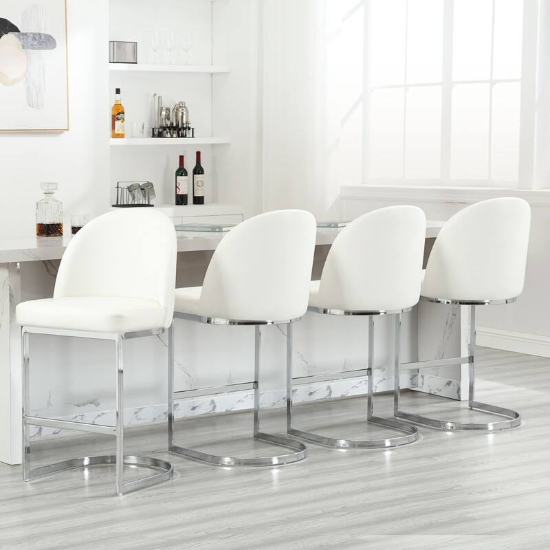 26" Upholstered Counter Stool/ Bar Stools with Metal Legs - 38.8"H x 17.9"W x 20.9"D