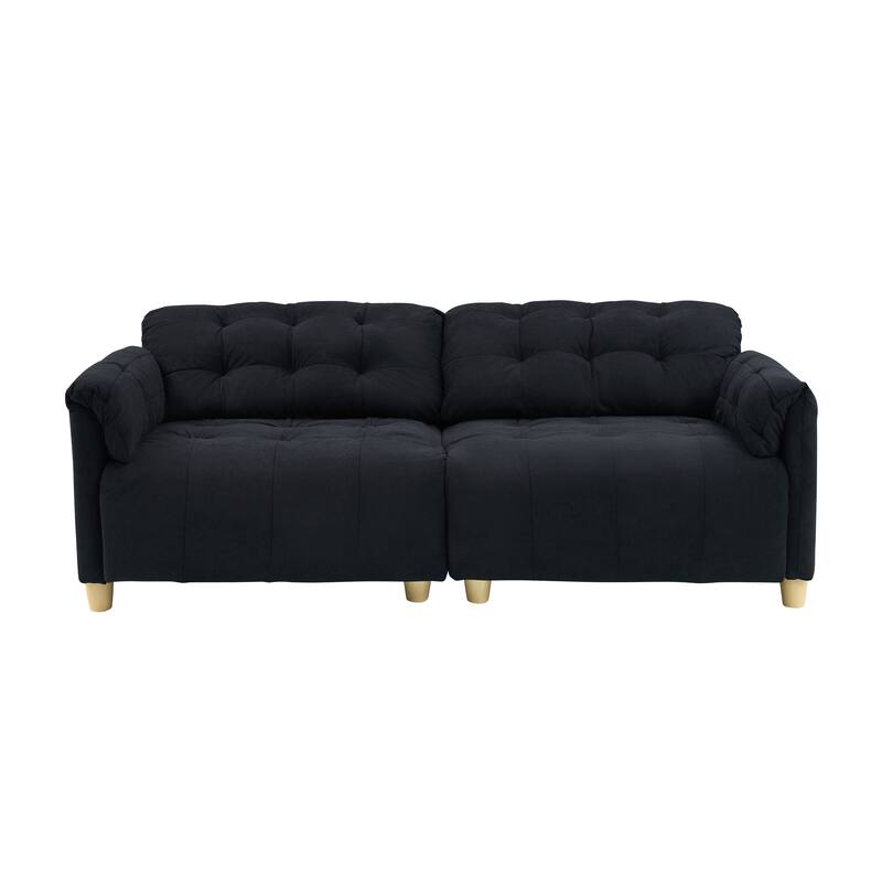 83.1" Flannelette 3-Seater Sofa with High-Density Foam, Solid Wood Frame, Easy Assembly