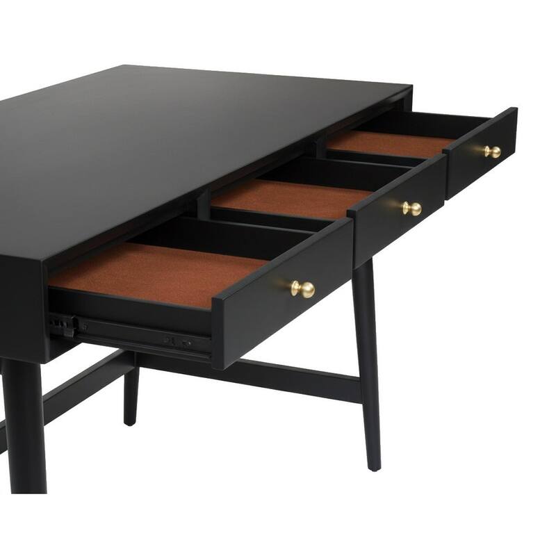 Alpine Furniture Flynn 3 Drawer Large Desk in Black