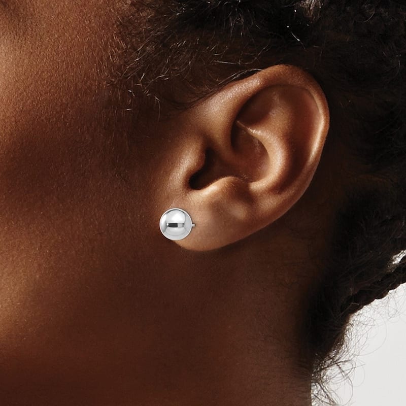 Curata 14k White Gold Polished 8mm Ball Post Earrings