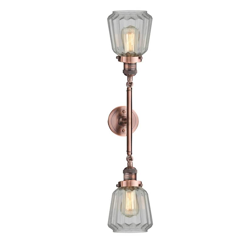 Innovations Lighting Chatham 2 Light 24" Wide Bathroom Vanity Light - Antique Copper / Clear
