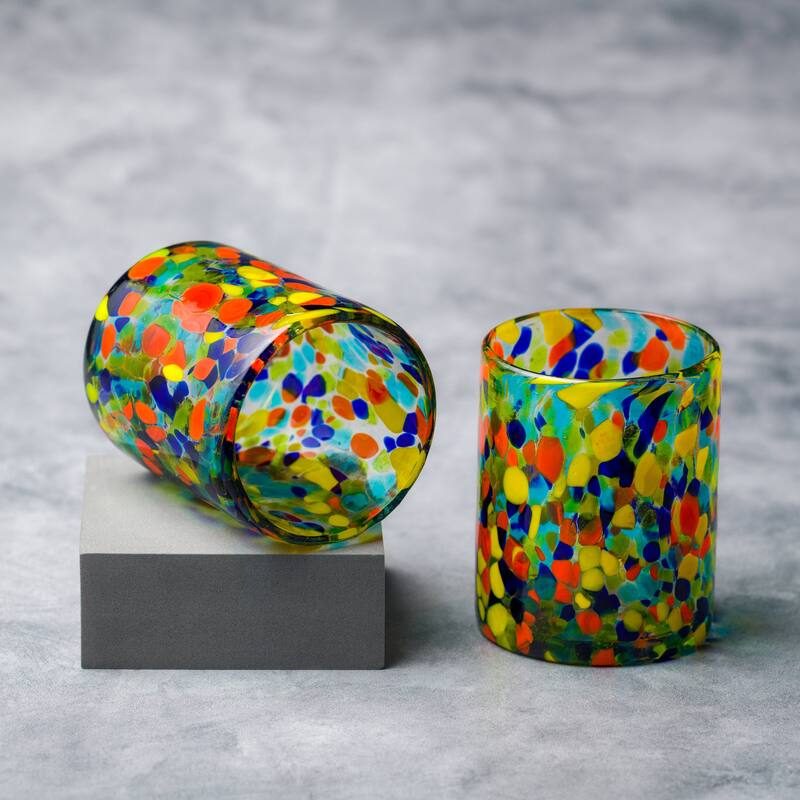 10 Strawberry Street Carnival Handblown Mexican Glass, Sets of 6