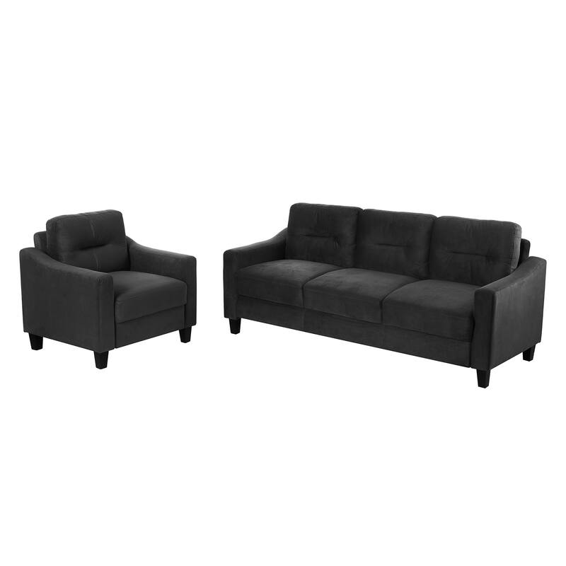 Comfortable Velvet Black Sectional Couch for Small Spaces