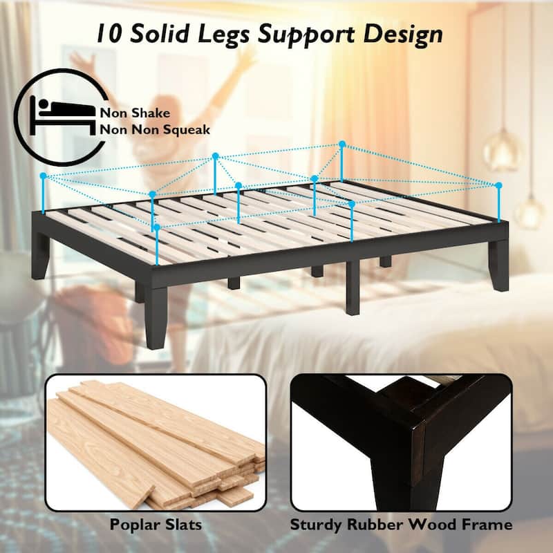 Queen Size 14" Wooden Bed Mattress Frame