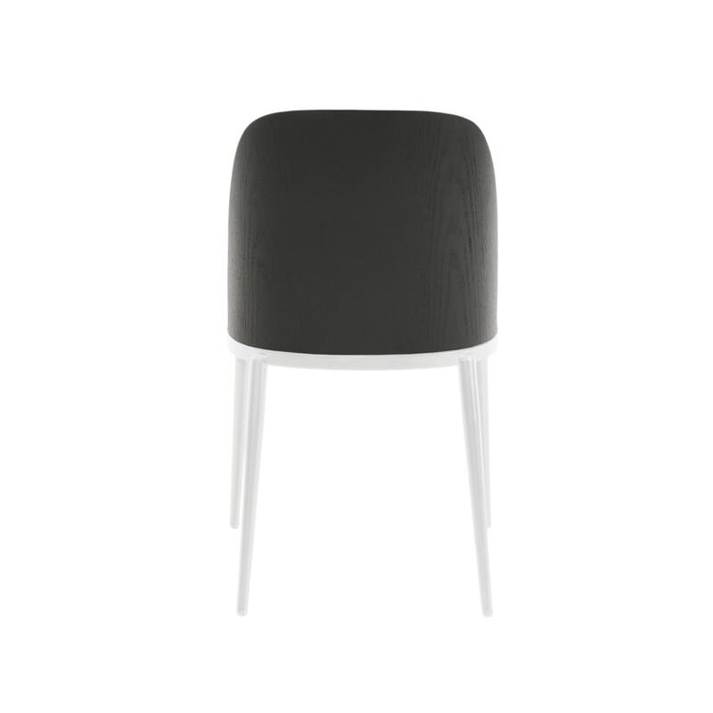 LeisureMod Tule Dining Chair with Upholstered Seat and White Steel Frame, Set of 2