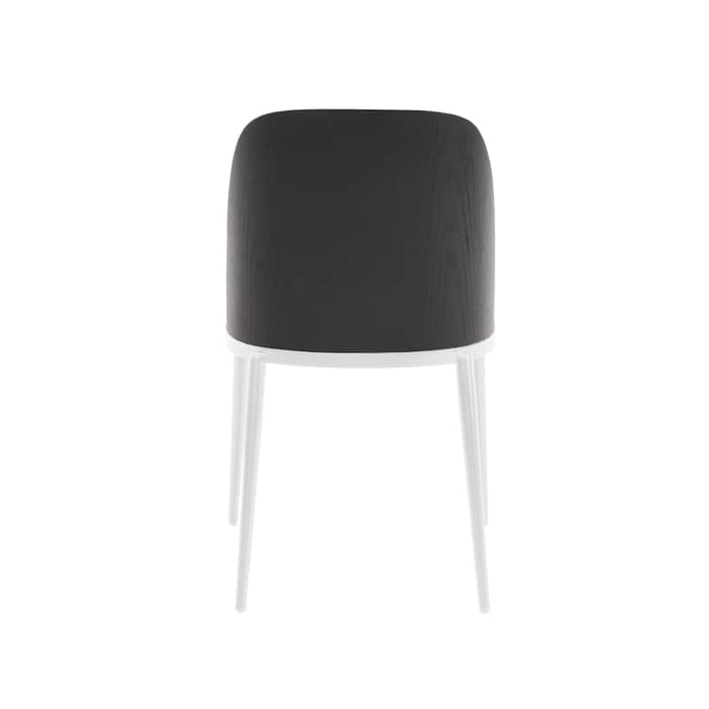 LeisureMod Tule Dining Chair with Upholstered Seat and White Steel Frame