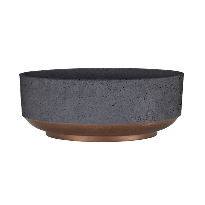 The HC Companies Capri Bowl Succulent Planter, Faux Concrete Copper (2 Pack) - 0.60