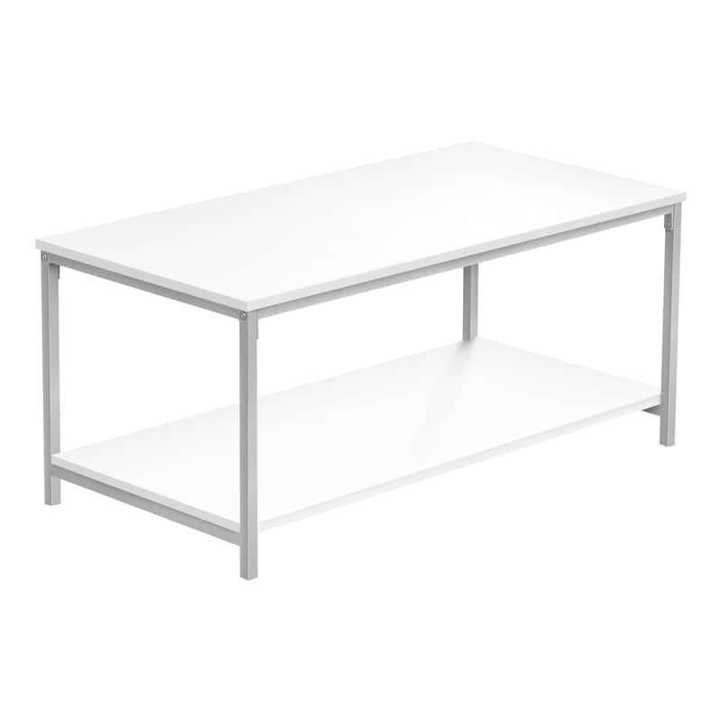 Modern Contemporary 40"L Rectangular Coffee Table with Metal Leg, Accent Table, Cocktail Table for Living Room - White