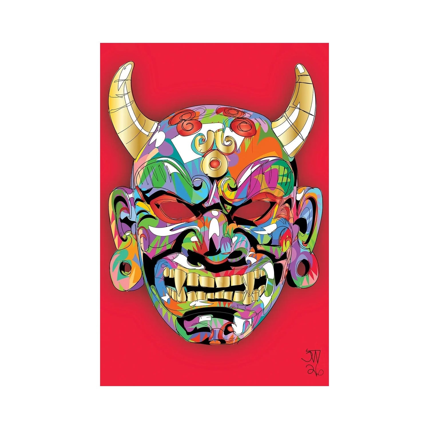 "Japenese Devil Mask 2026" by TECHNODROME1 Canvas Print