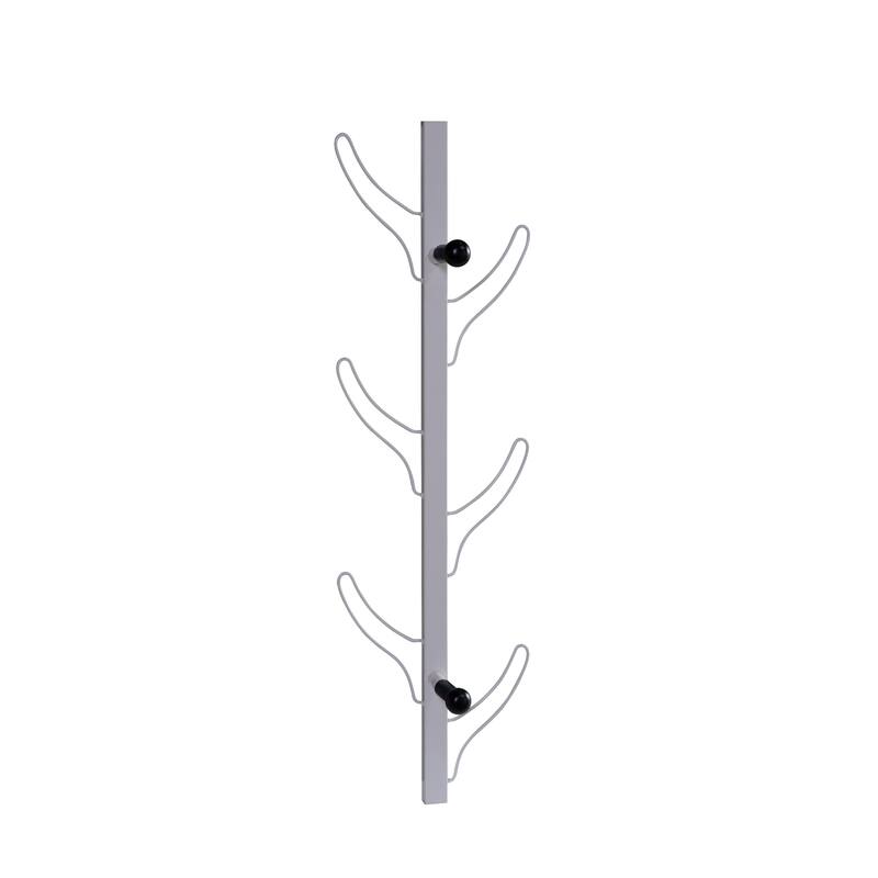 34 Inch Wall Mounted Coat and Hat Rack with 8 Hooks, Silver Metal Frame