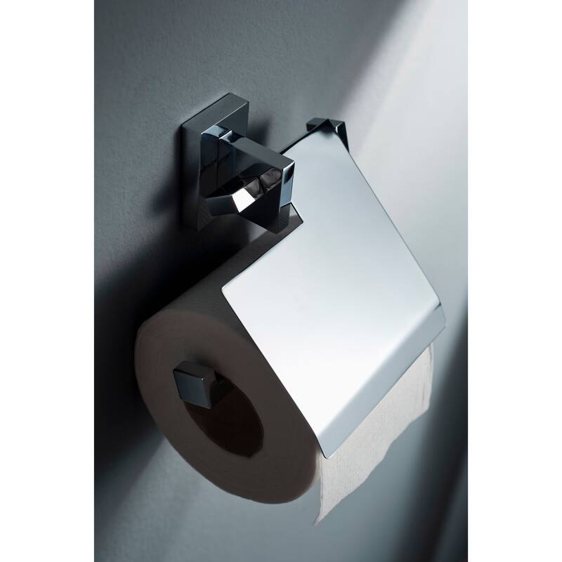 Edge Toilet Roll Holder with cover Chrome