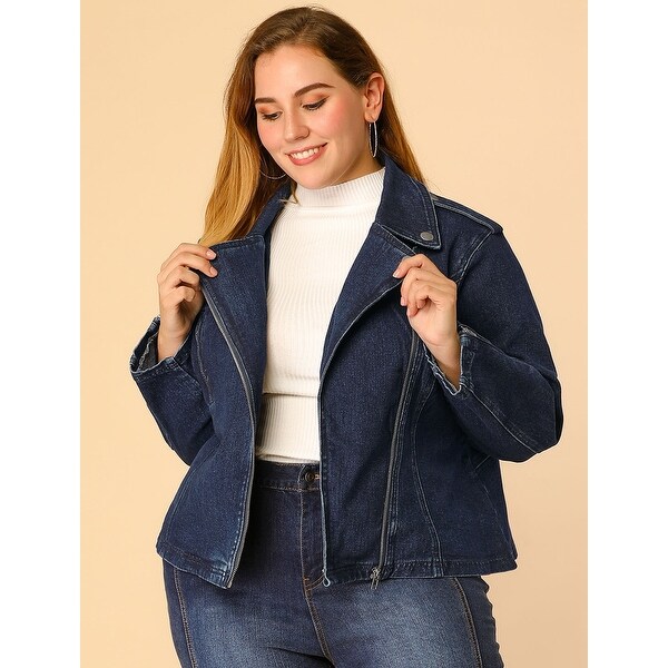 plus size denim moto jacket