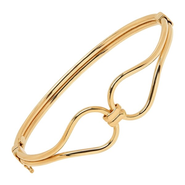 Eternity Gold Double Tube Hinged Link Bangle Bracelet in 14K Gold - Yellow