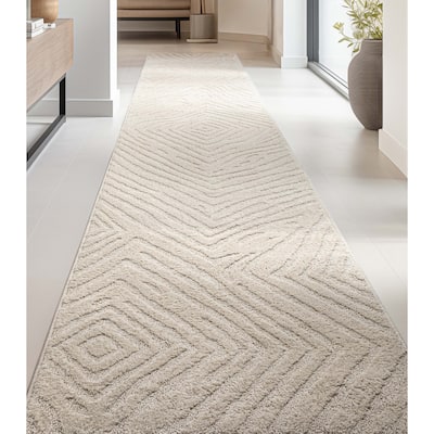 Custom Size Runner Harlow Relajo Modern Solid Striped Soft Stair Rug