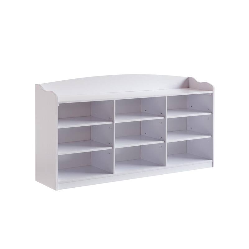 Shoe Bench with 9 Shelves - White