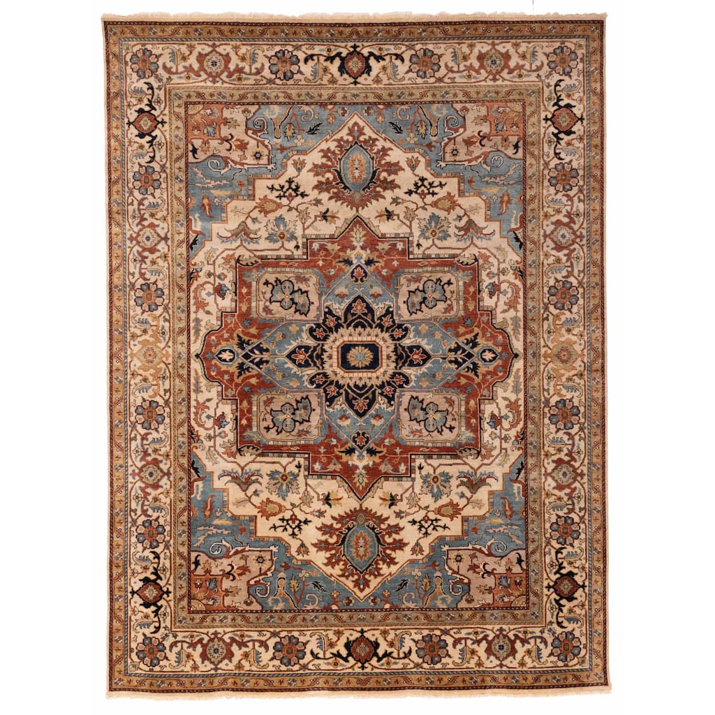 ECARPETGALLERY Hand-knotted Jules Sultane Ivory Wool Rug - 8'8 x 11'9