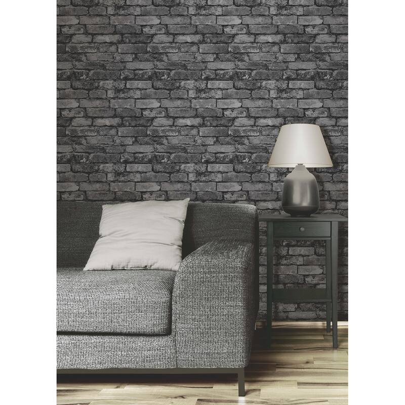 Fine Decor Davis Charcoal Rustic Brick Wallpaper