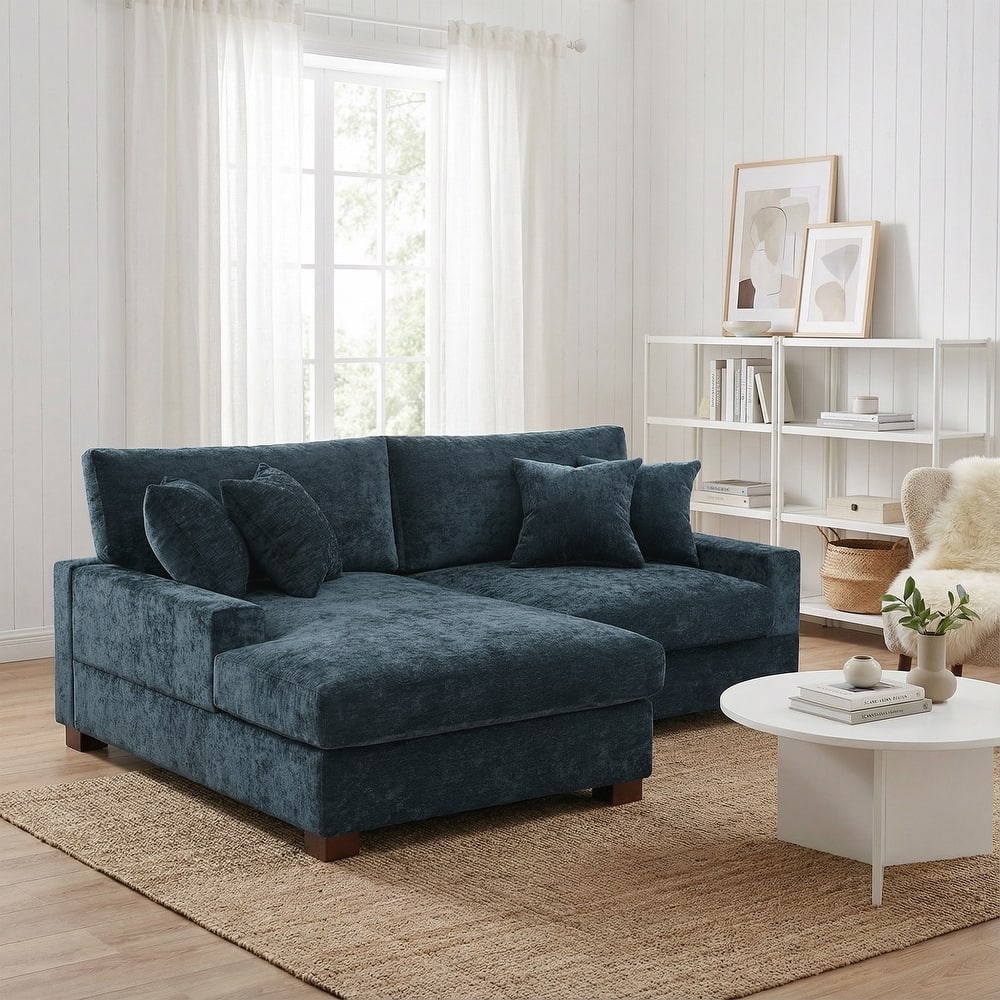 Modern Oversized Chenille Modular Sectional Sofa With Chaise