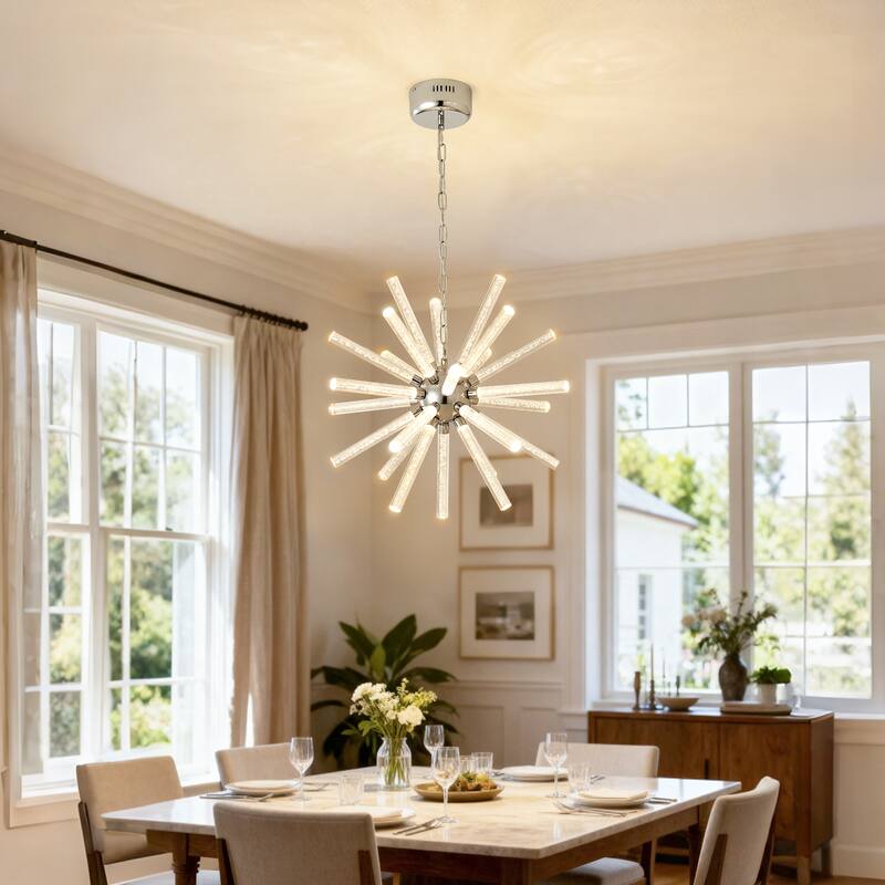 24-Light Bubble Pillar Chandelier,Adjustable Pendant Lights Living Room Decoration Lamp