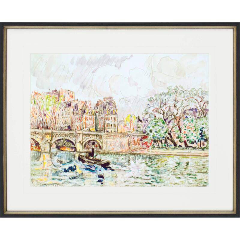 Paris Le Place Dauphine Framed Art Giclee Under Glass - Multi-Color - 28 X 34 X 2