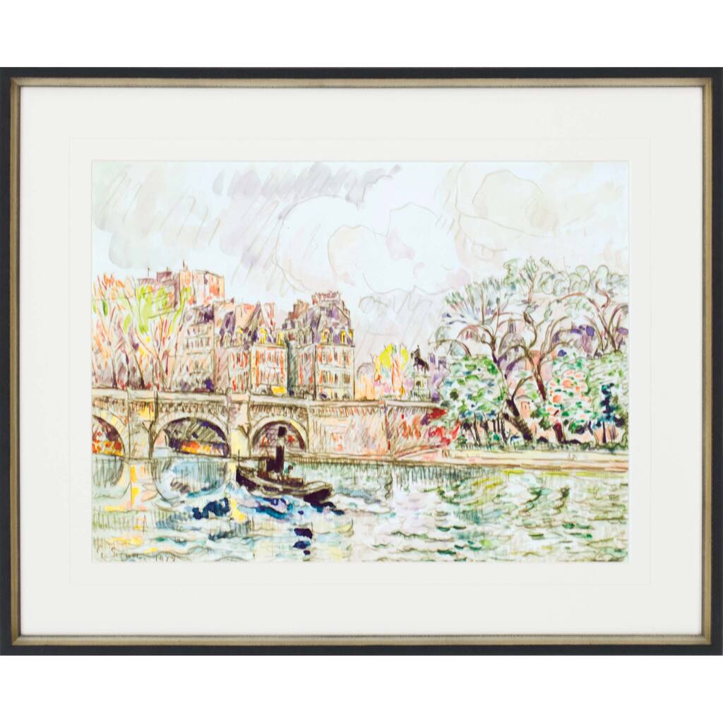 Paris Le Place Dauphine Framed Art Giclee Under Glass - Multi-Color