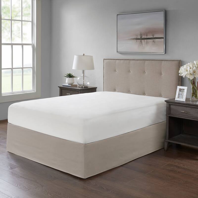 Madison Park Simple Fit Wrap Around Adjustable 26-inch Drop Bedskirt - Khaki