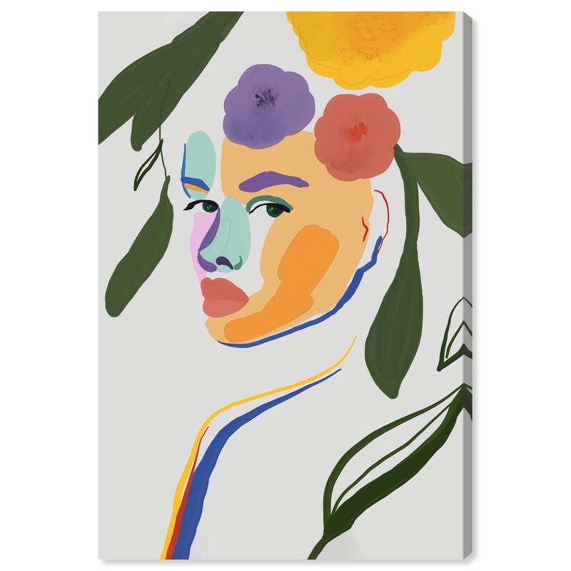 Wynwood Studio People and Portraits Very Abstract Frieda Yellow and Army Green Modern & Contemporary Wall Art Canvas Print