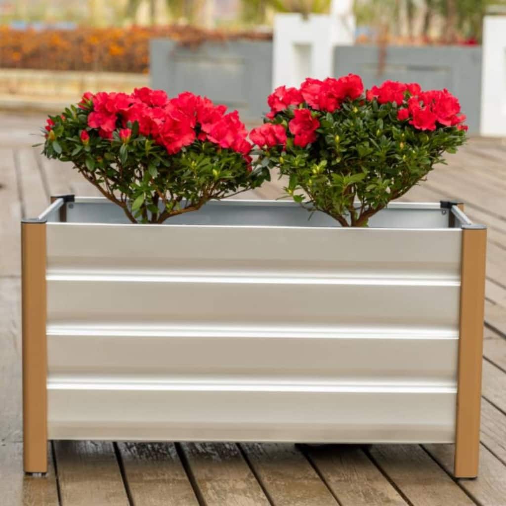 23.62" Single-Layer Deep Bottom Drainable Planting Bed, Raised Garden Bed, White - N/A