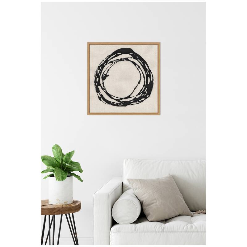 Kate and Laurel Sylvie Flowing Circle Abstract 2 Framed Canvas by The Creative Bunch Studio