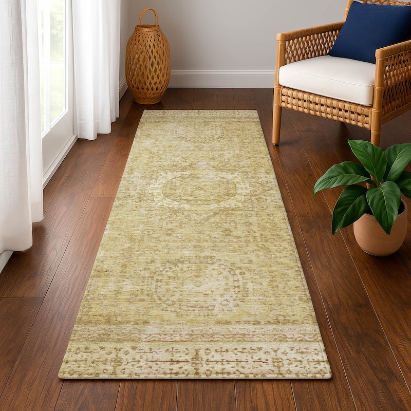 Premium Washable Super Soft Vintage Traditional Mayfield Rug - Beige - 2'3" x 7'6"