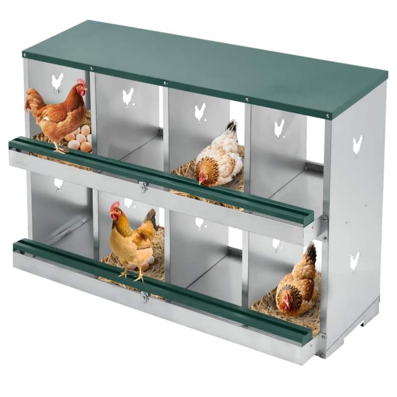 Nesting Boxes for Chickens - Green, Double-Layered, 8-Hole