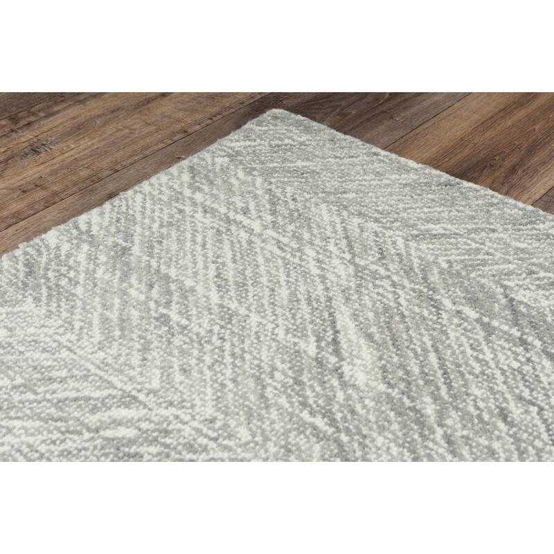 Alora Decor Trace Grey and Ivory Geometric Hand-tufted Wool Rug