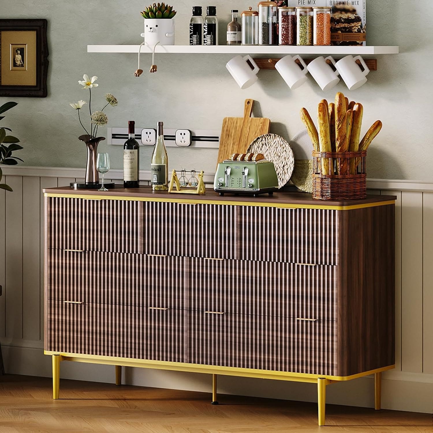 Wide Modern Fluted Drawer Dresser
