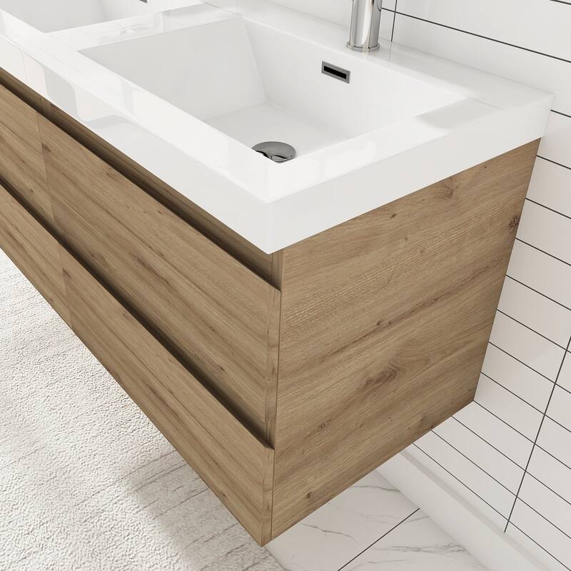 Angela 47 in.W x 19.5 in.D x 20.5 in.H Wall-Mounted Bath Vanity with White Cultured Marble Top