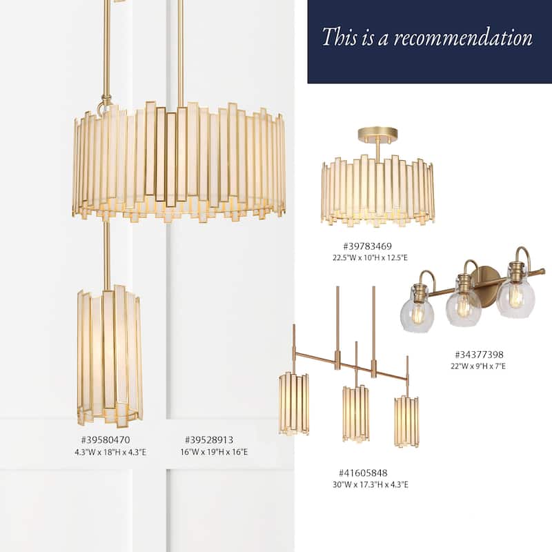 Tifany Moden Gold 3-Light Linear Chandelier Colored Glass Kitchen Island Lights - Deep Gold - L 30" x W 4.3" x H 17.3"