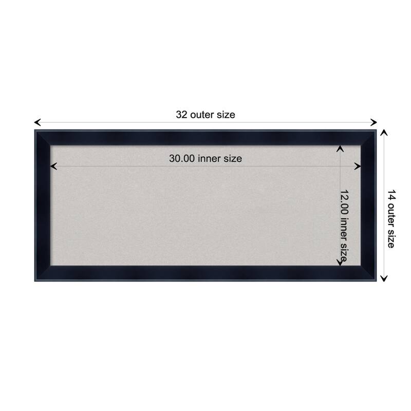 Madison Black Wood Framed Grey Corkboard Bulletin Board - Board Size 30x12