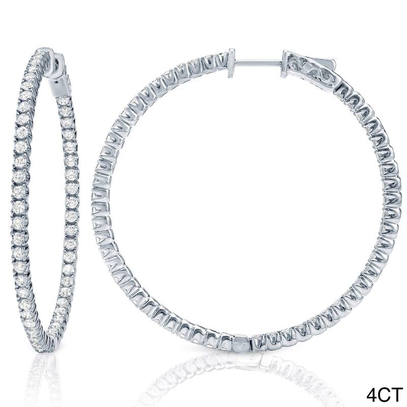 Auriya 14k Gold Small to Large Inside-out Diamond Hoop Earrings