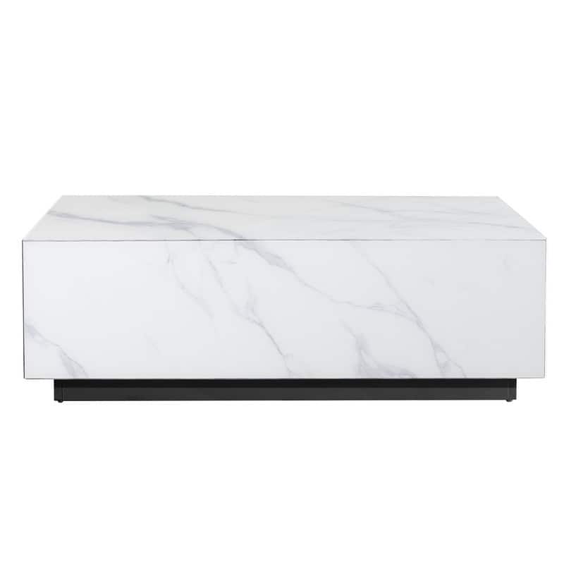 Faux Marble Solid Block Rectangular Coffee Table