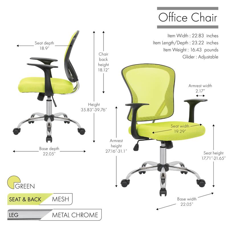 Porthos Home Cyrus Swivel Office Chair, Mesh Back, Adjustable Height