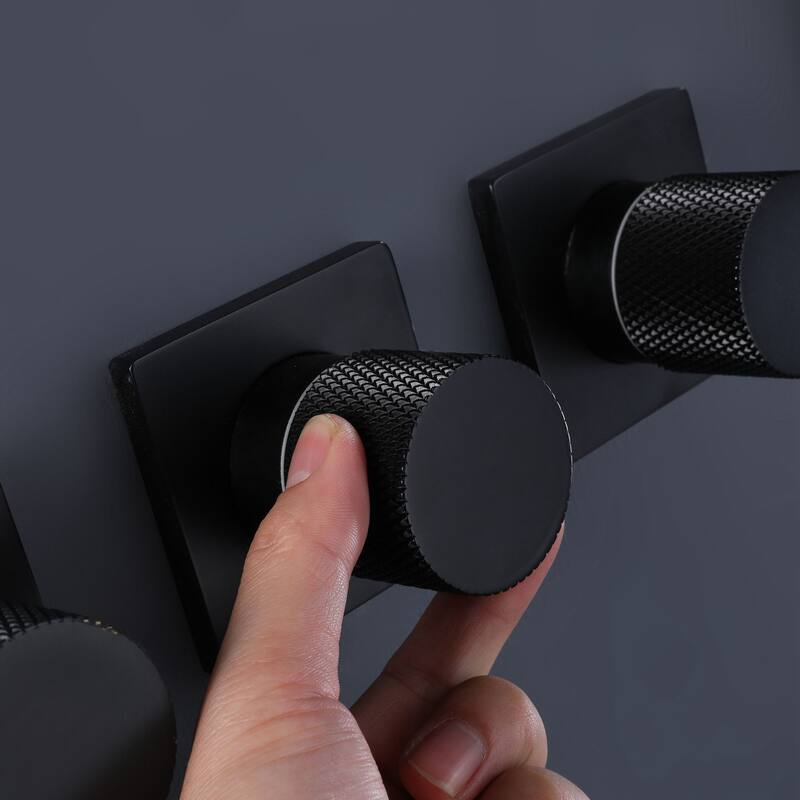 Matte Black Three Handle Shower System with Shower Head 10 inch Bed