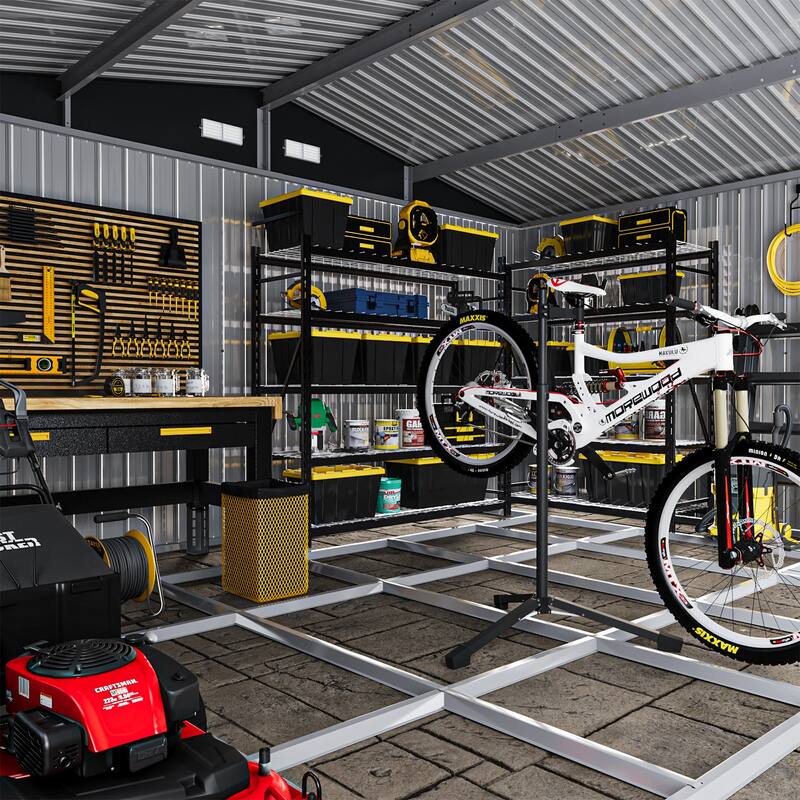 Outdoor Metal Storage Shed With Subfloor Channels ,Lockable Door, Vents for Patio