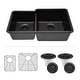 preview thumbnail 1 of 12, Lexicon Platinum Quartz 40/60 Double Bowl Kitchen Sink Galaxy Black