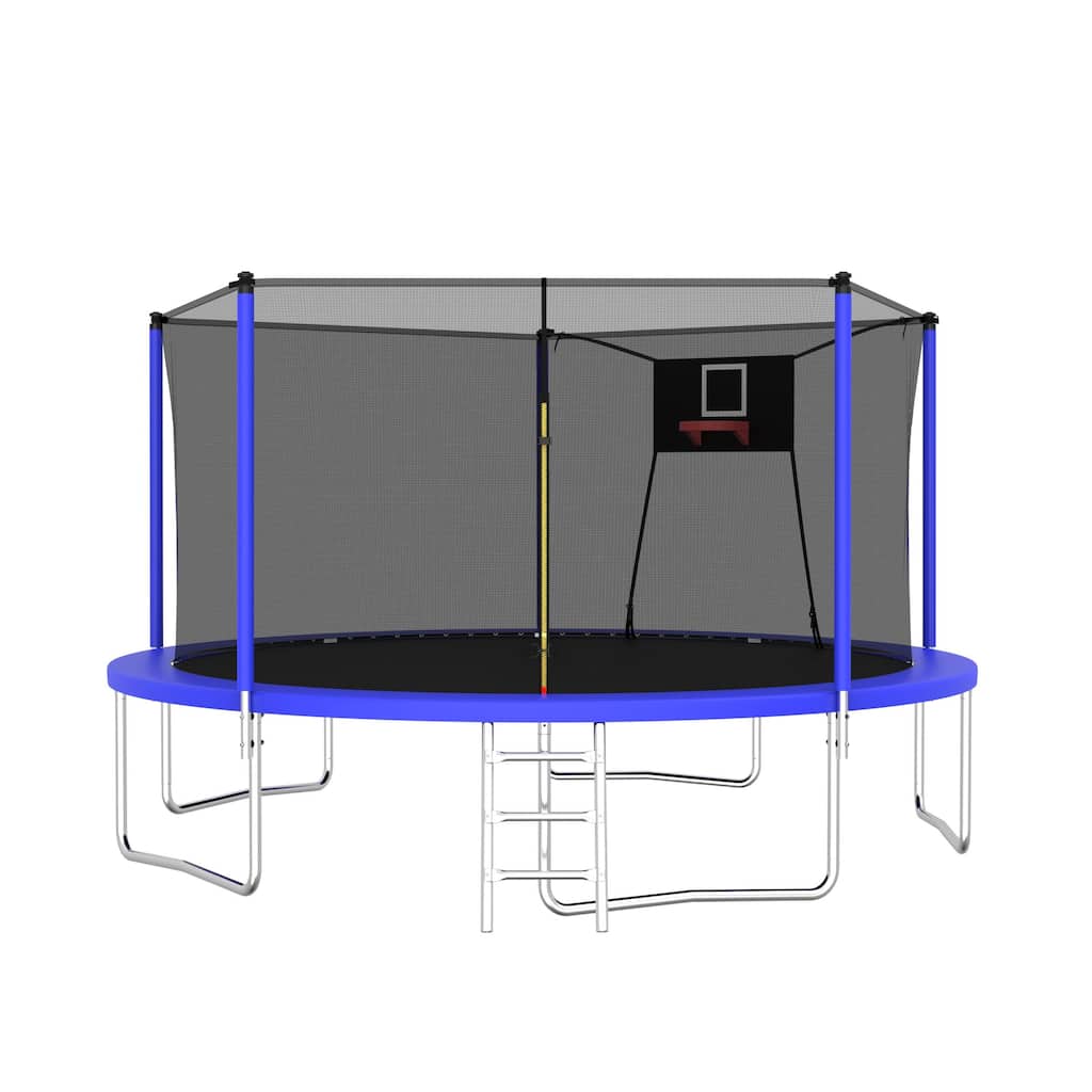 14FT Sports Fitness Trampoline with Enclosure Net for Recreational Outdoor & Indoor Use