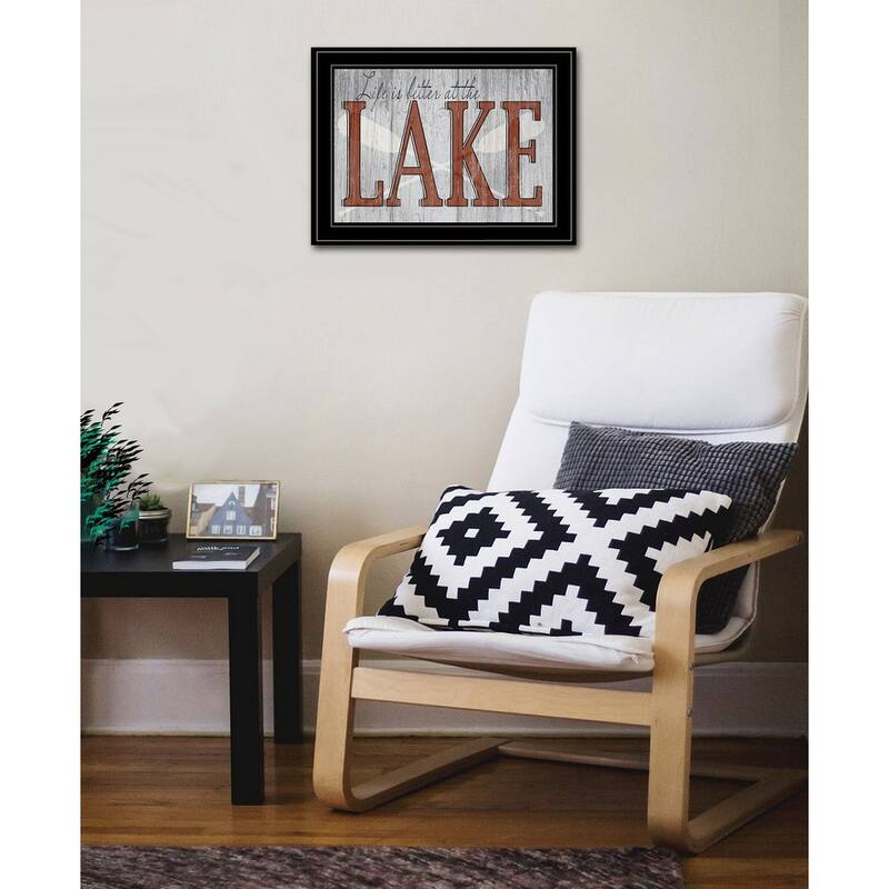 TrendyDecor4U "Life is Better at the Lake" Framed Print Wall Art by Kate Sherrill - Blue, Green, Pink