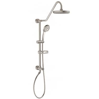 Kauai III 8-in Rain Showerhead Shower System with Slide Bar and Integrated Soap Dish